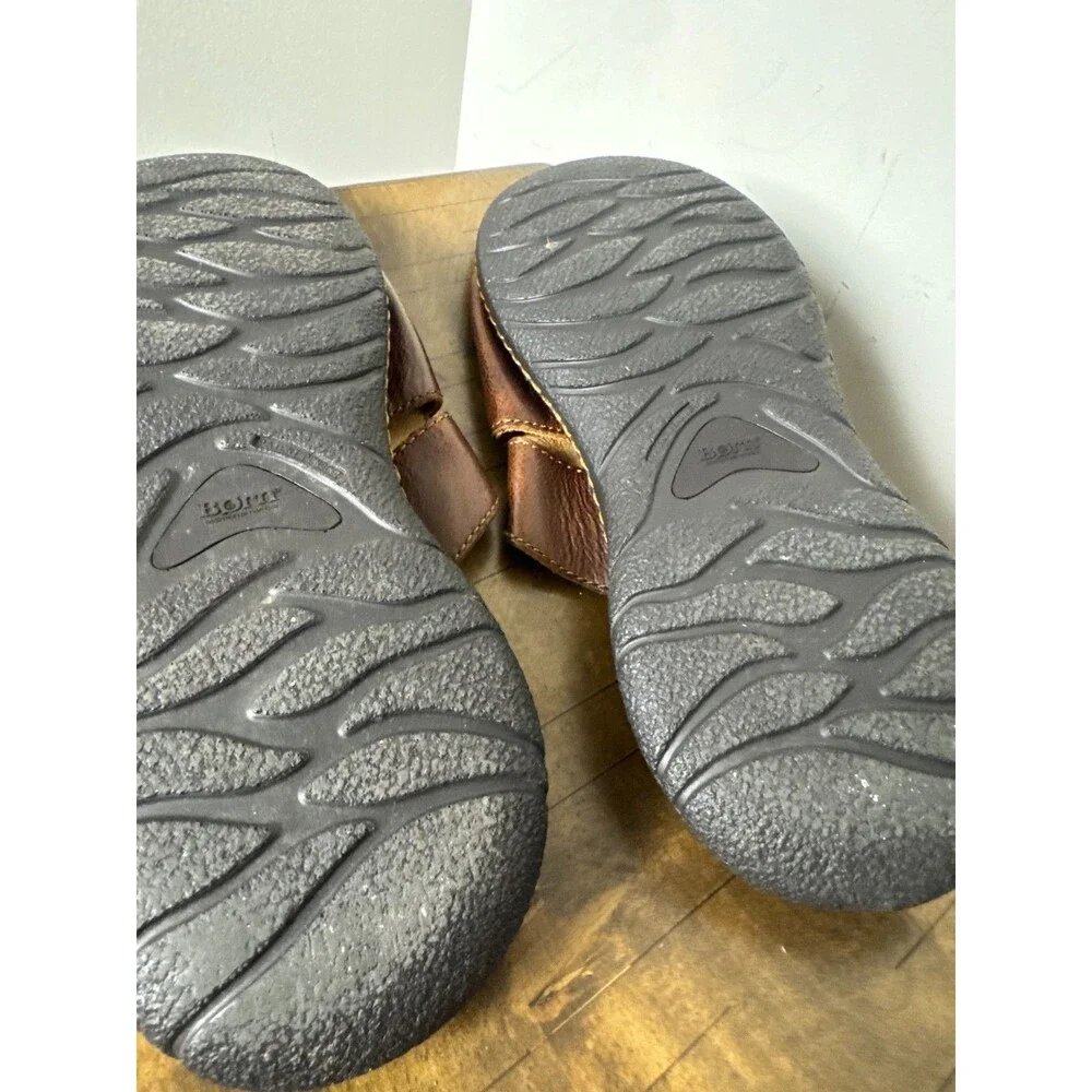 Born Men’s 14M Brown Leather Slide Sandals Comfort Cushioned Slip On